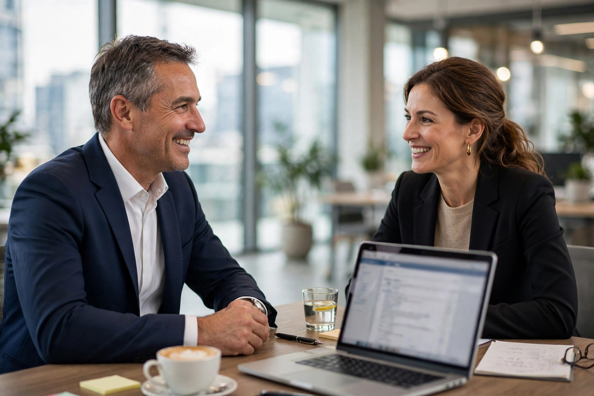 Finance experts discussing growth plans with a client